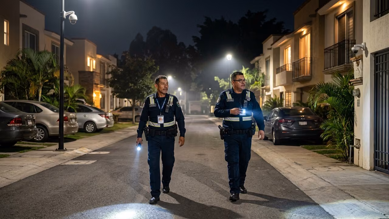 Rondines de guardias GUPRI en condominio residencial CDMX